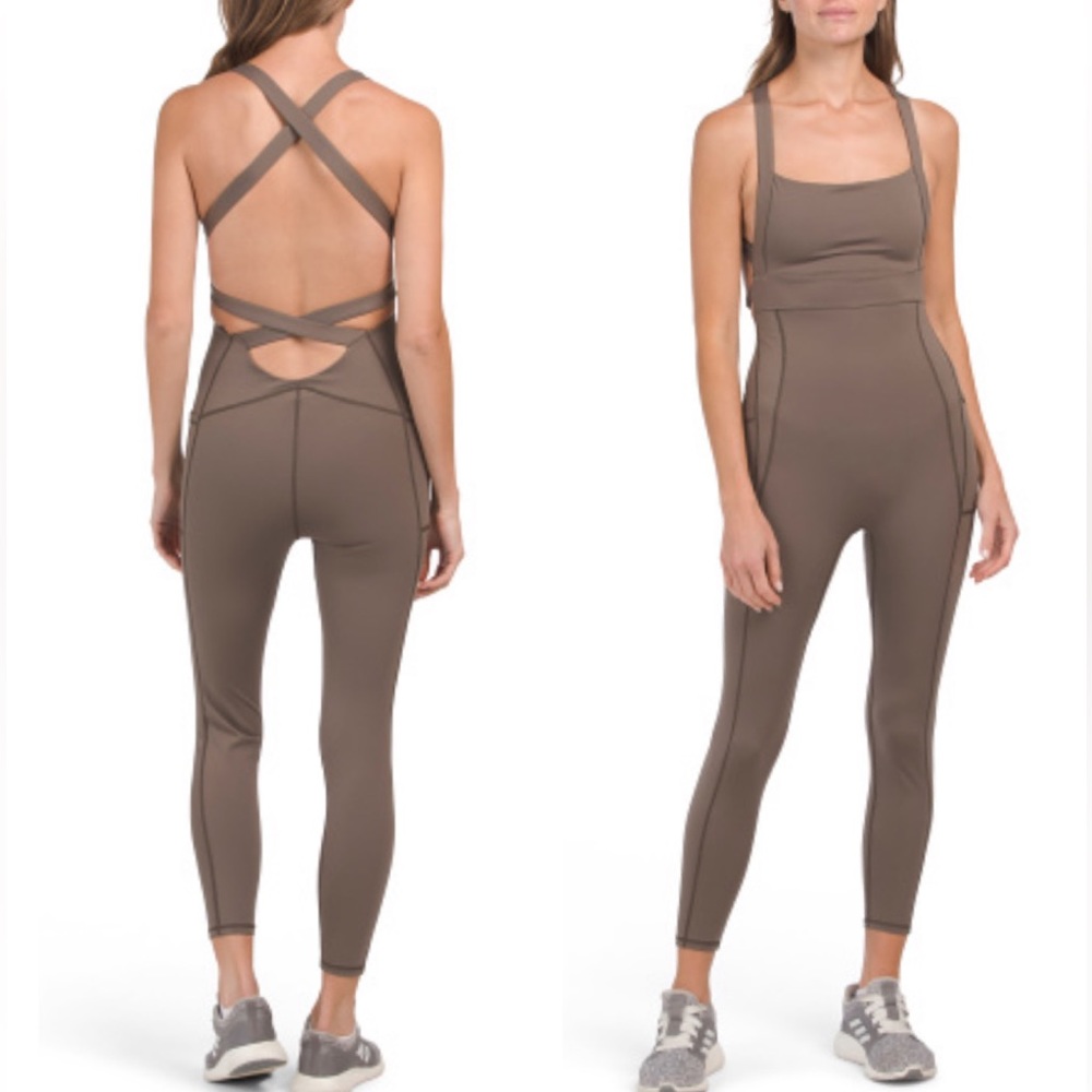 NWT Free People Movement My High Workout Onesie Charcoal Brown S, M